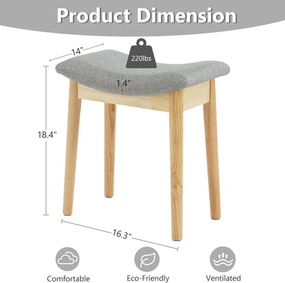 Vanity Stool - Saddle Cushion Wood Leg Stool