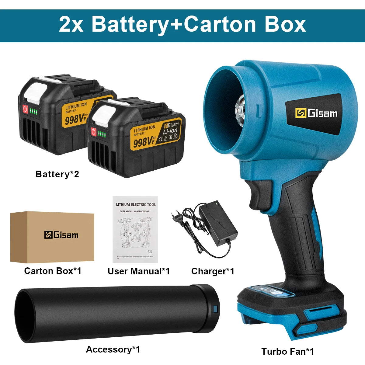 Brushless Leaf Blower - Gisam 300000RPM Turbo Blower