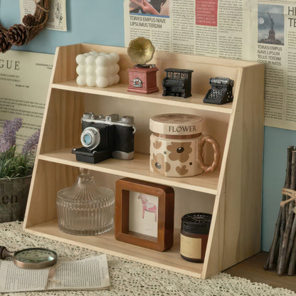 Solid Wood Multi-layer Cosmetics Storage Rack, Wooden Desktop Organizer