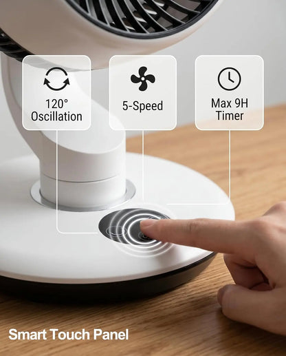 Rechargeable Desk Fan with 120° Oscillation and 90° Tilt