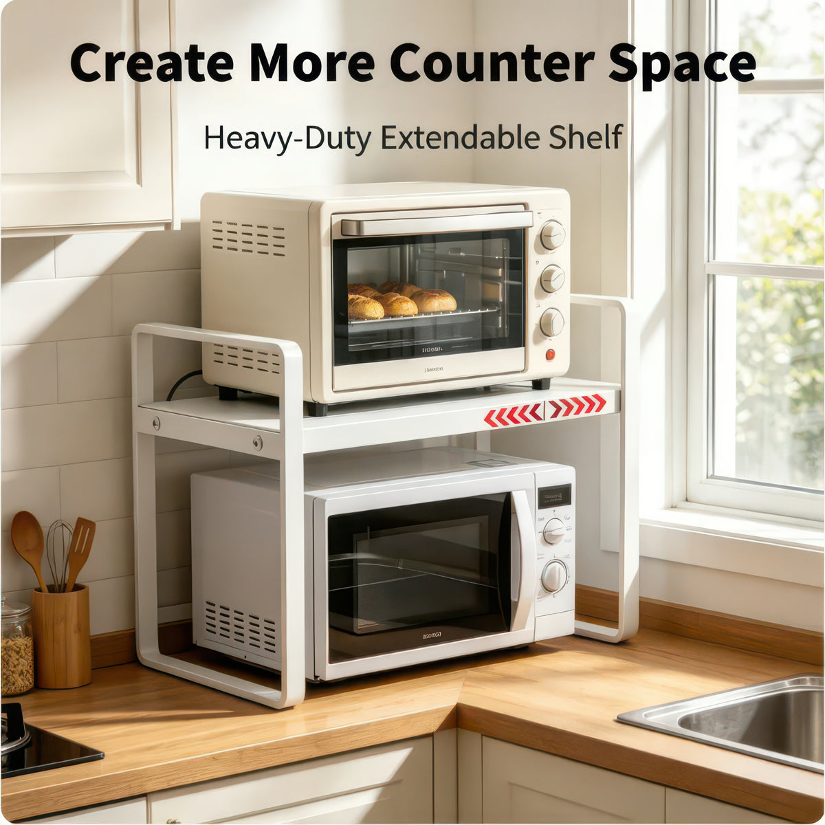 Expandable Kitchen Cabinet Organizer Multi-Level Storage Rack