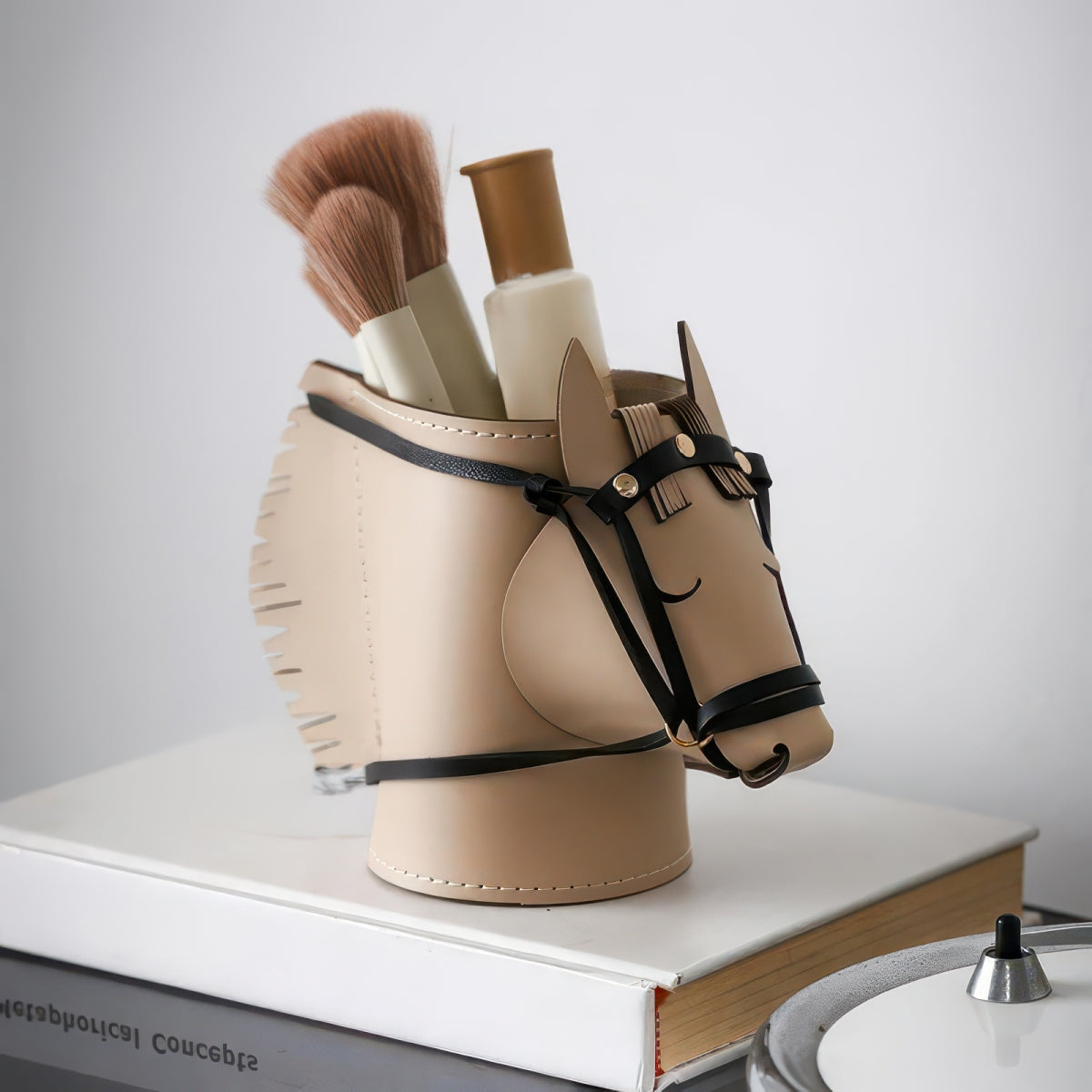 Horse-Head Leather Desk Organizer Box, Set of 1 or 3
