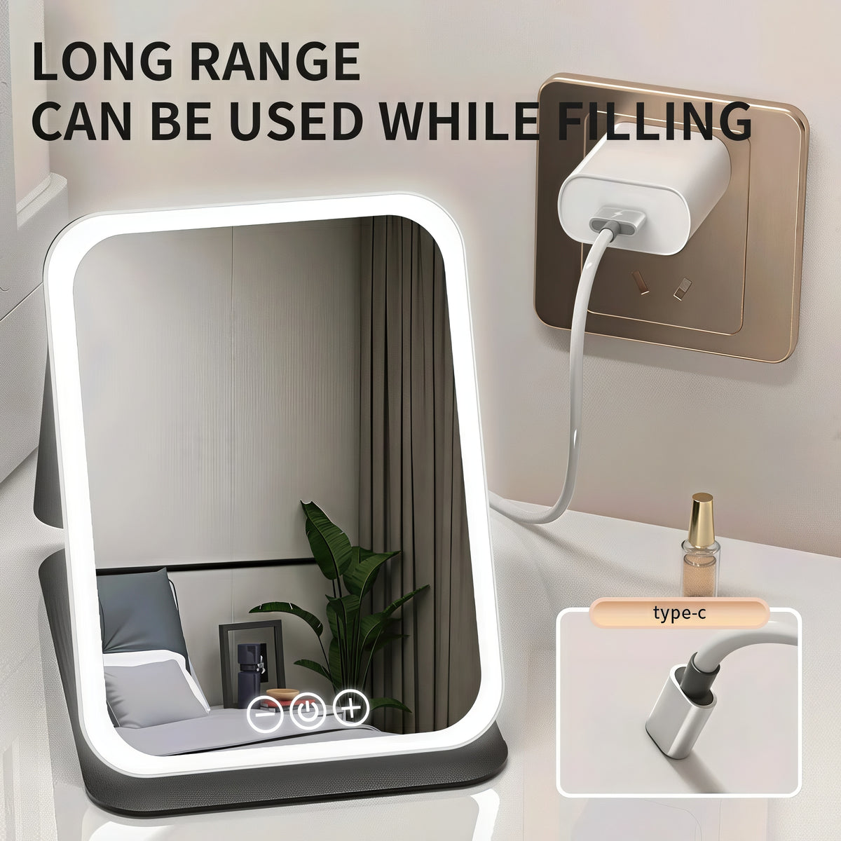 LED Makeup Mirror – Dimmable Folding Vanity Mirror