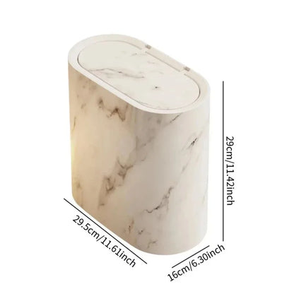 Bathroom Trash Can – Nordic Marble Texture Press-Type Bin
