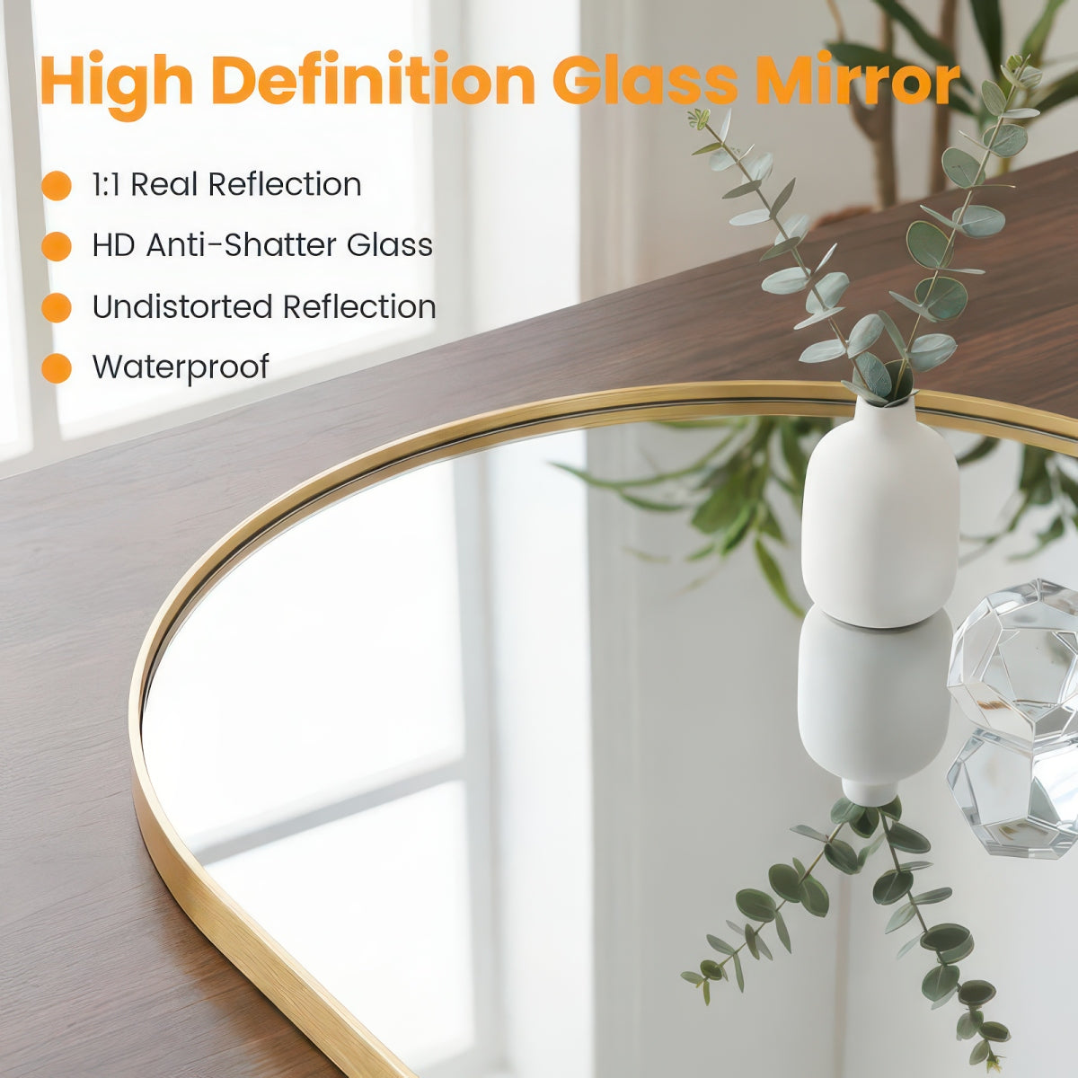 Groove Arched Full-Length Rounded Rectangle Wall Mirror - Matte Metal Frame