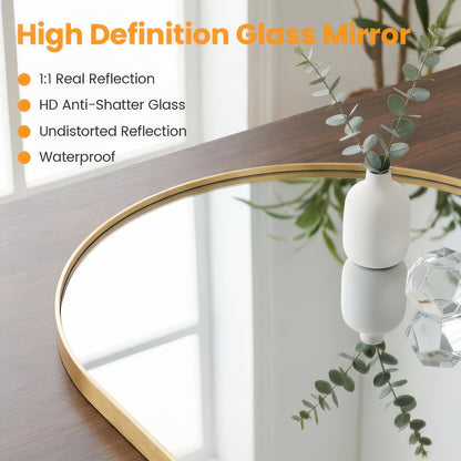 Groove Arched Full-Length Rounded Rectangle Wall Mirror - Matte Metal Frame