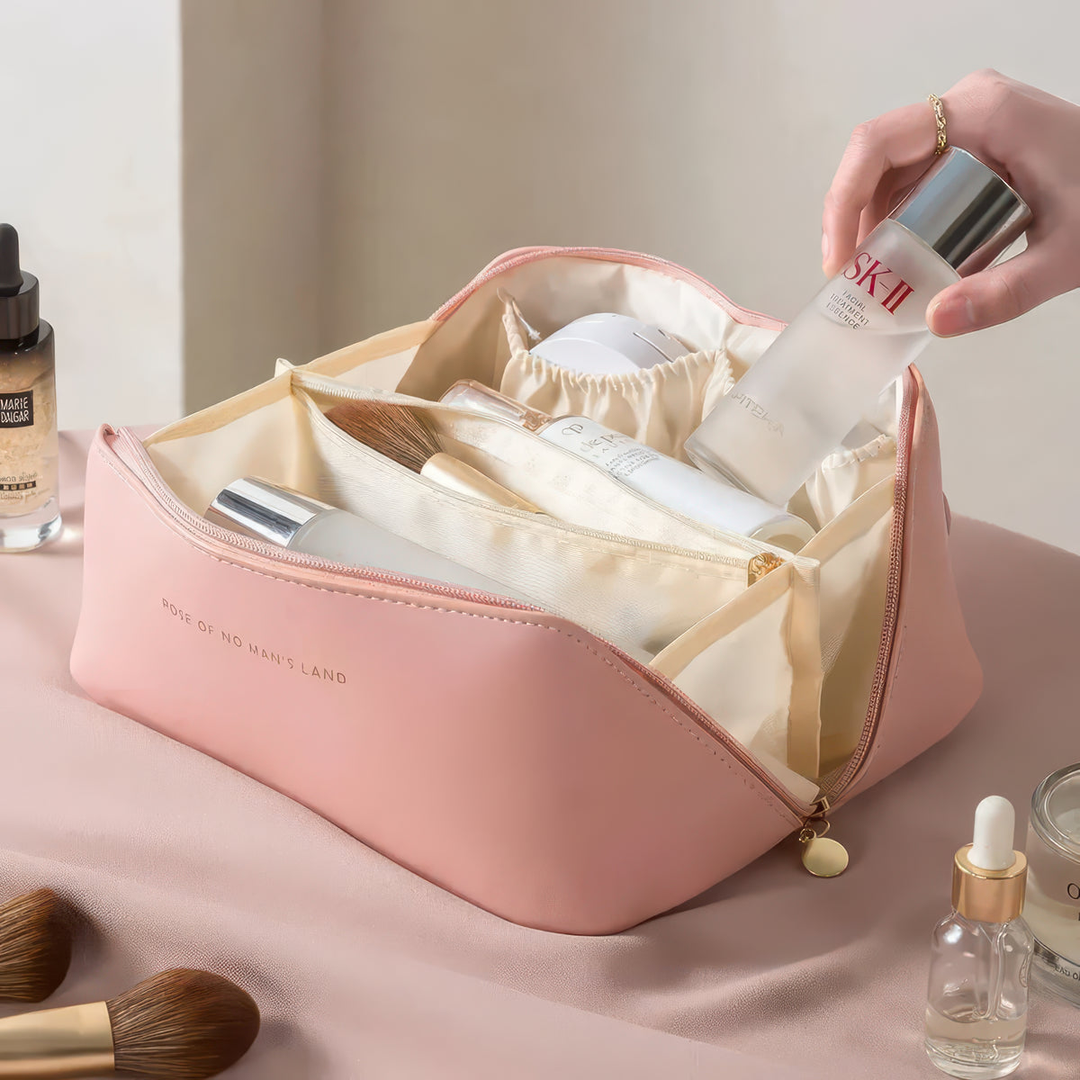 Zippered Makeup Organizer Bag for Travel and Daily Use
