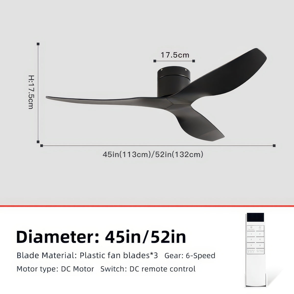 FUMANJIA 52-Inch Industrial Retro Ceiling Fan for Home with Remote