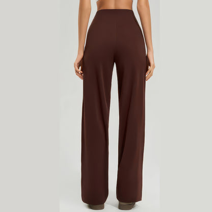 High-Waist Flared Wide Leg Yoga Pants for Women, Breathable Quick-Dry with Slash Pockets