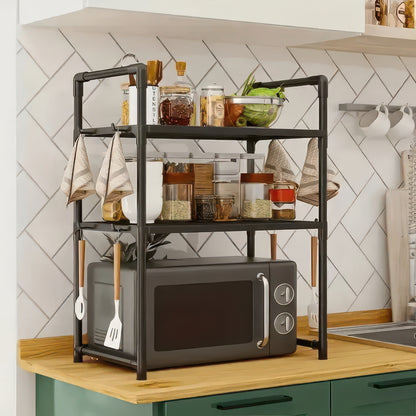 Heavy Duty Kitchen Baker's Rack Floor Standing Microwave Oven Stand, 2-Tier Storage