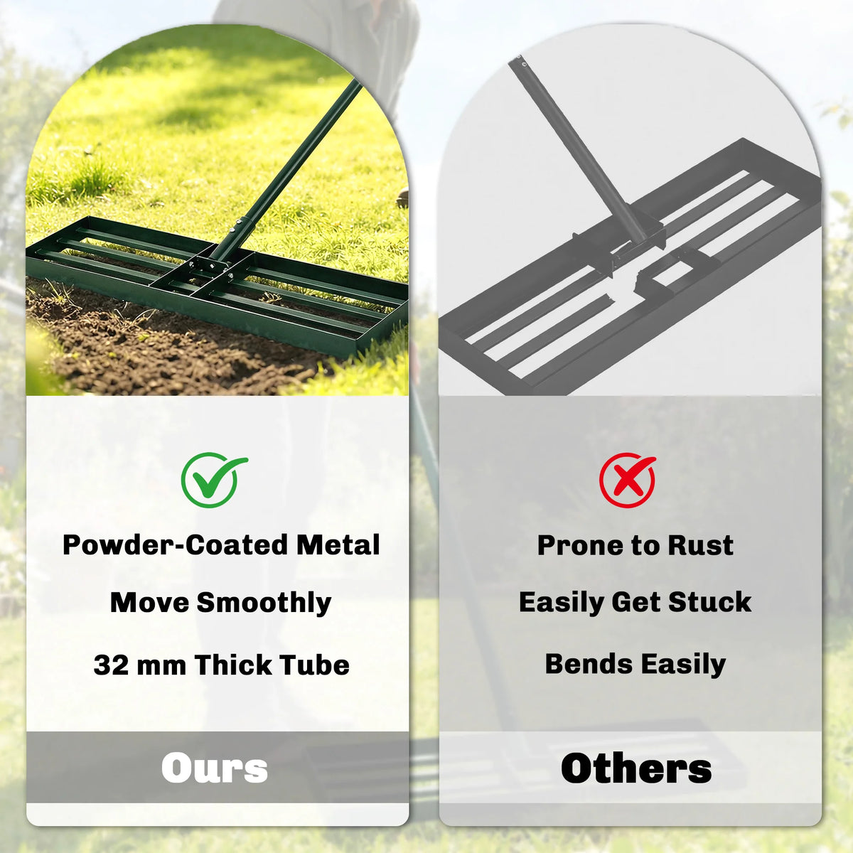 Lawn Leveling Rake - Adjustable Handle Grading Rake