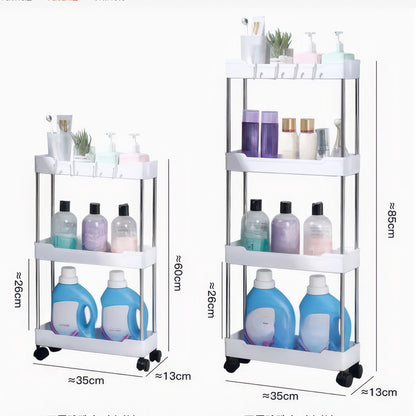 Push Trolley Multi-Layer Floor Storage Shelf for Bathroom and Kitchen (Slim)