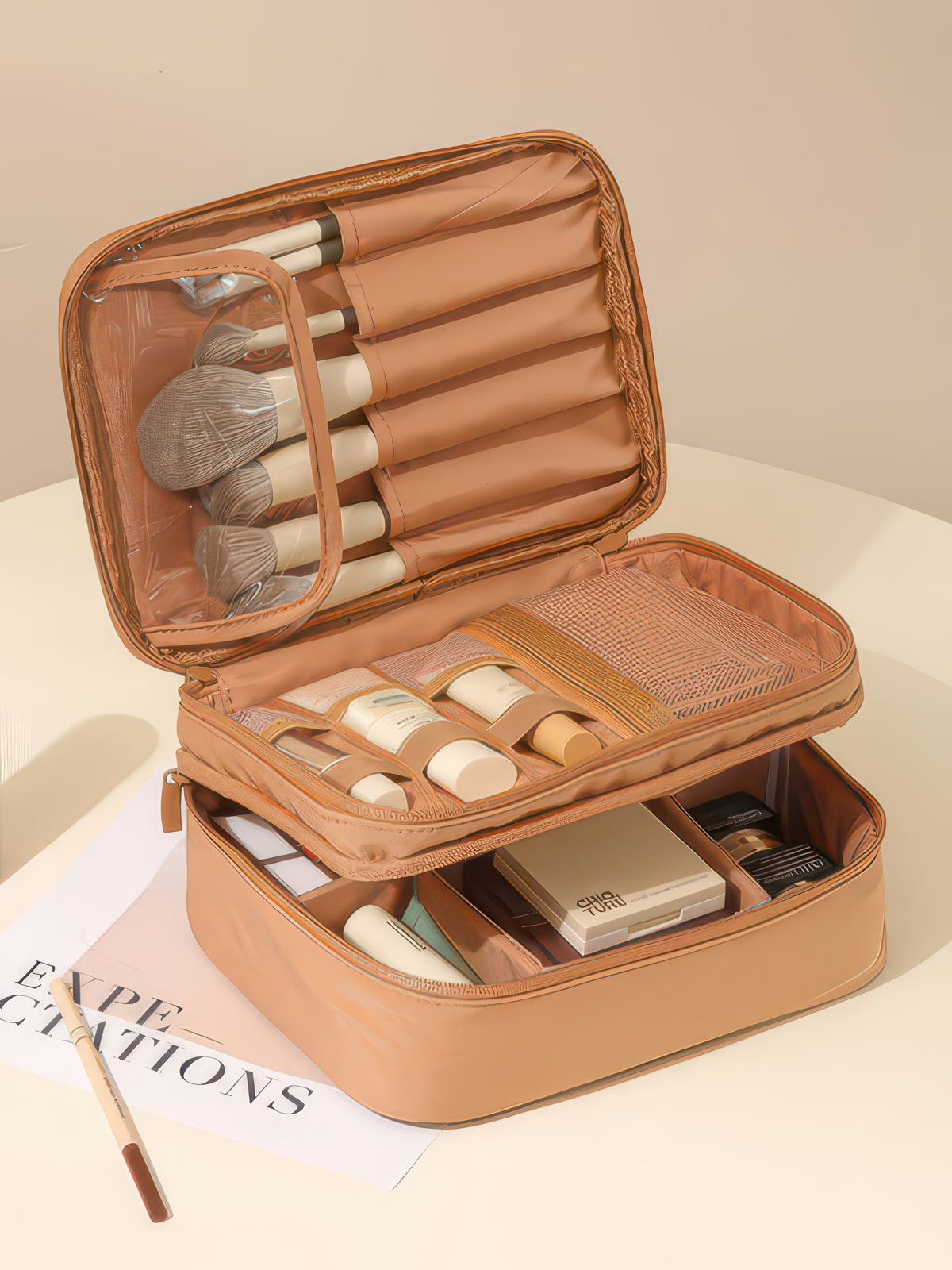 Oxford Cloth Toiletry and Makeup Bag, Single or Double Layer