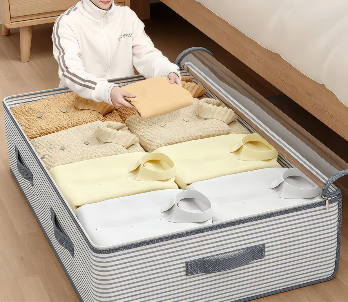 L/XL Non-Woven Under-Bed Storage Bag for Clothes and Blankets