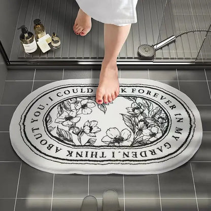 Non-Slip Bath Mat - Floral Plush Absorbent Rug
