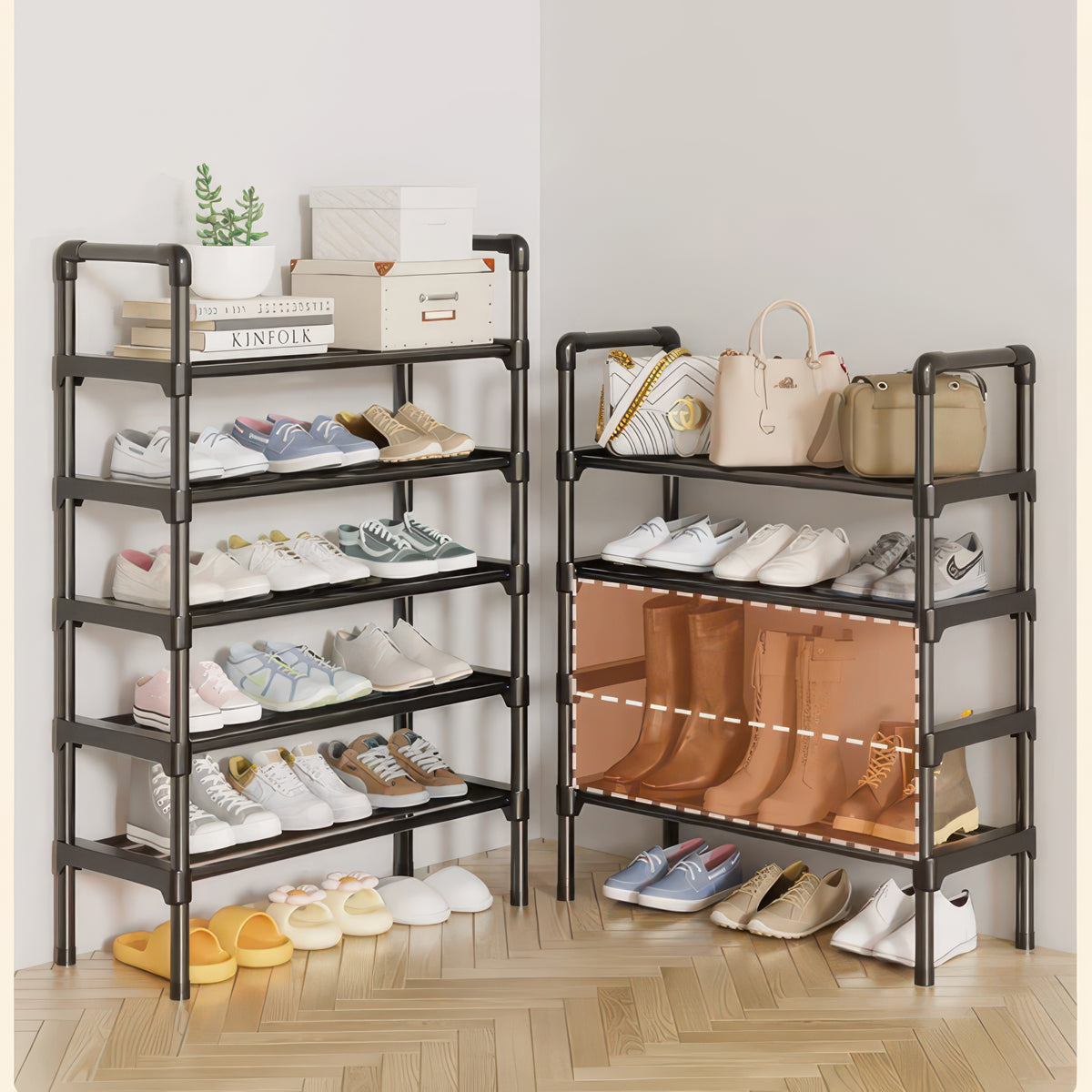 Adjustable Multi-Tier Metal Shoe Rack for Entryway Storage