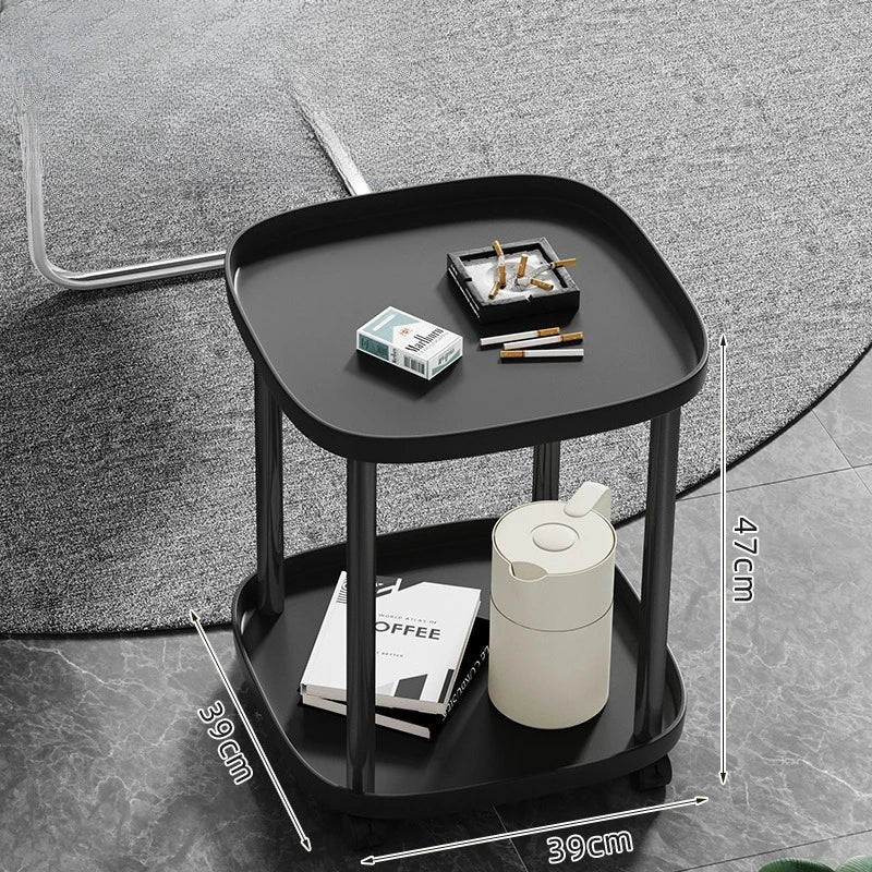 Mahjong Coffee Table with Storage Shelf – Movable Tea Stand