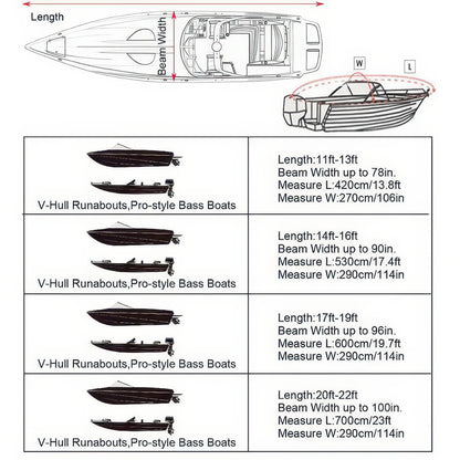 Silver Reflective Waterproof Boat Cover for V-Hull Boats