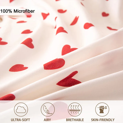Printed Duvet Cover Set – Red Heart 3pcs Bedding Set