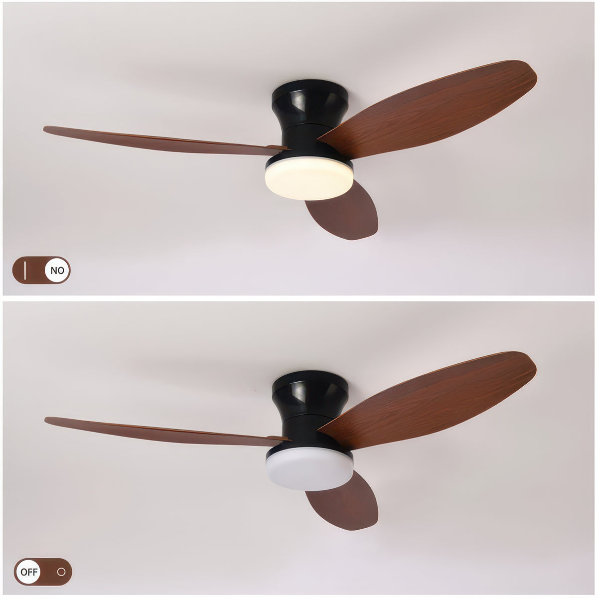 Three-Blade Ceiling Fan with Dimmable Light and Remote