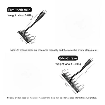 Manganese Steel Garden Rake - 5-Tine Detachable Rake