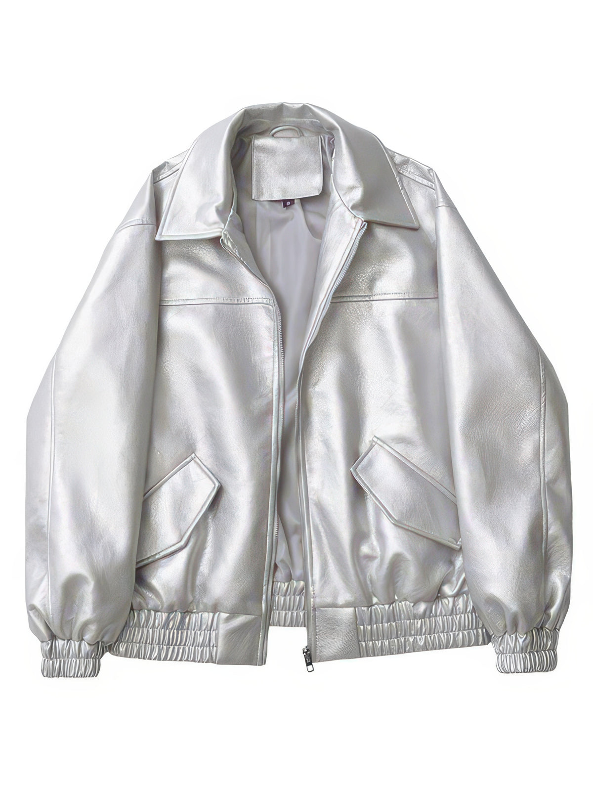 Women's Vintage Faux Leather Moto Jacket, Short Zip-Up Biker Coat for Spring and Autumn