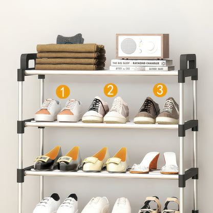 Three-to-Seven-Tier Black Shoe Rack with Assembly Hammer