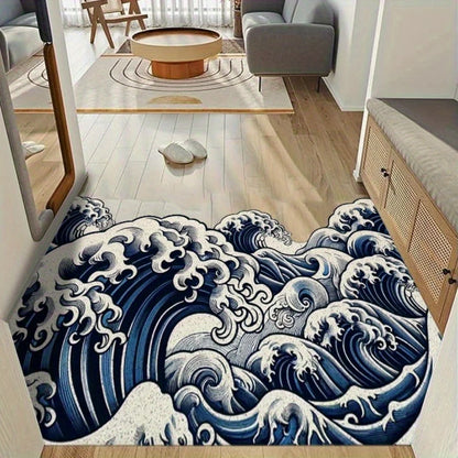Wave Pattern Floor Mat - Soft Anti-Slip Home Rug