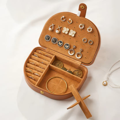 Travel Jewelry Storage Box with Leather Exterior