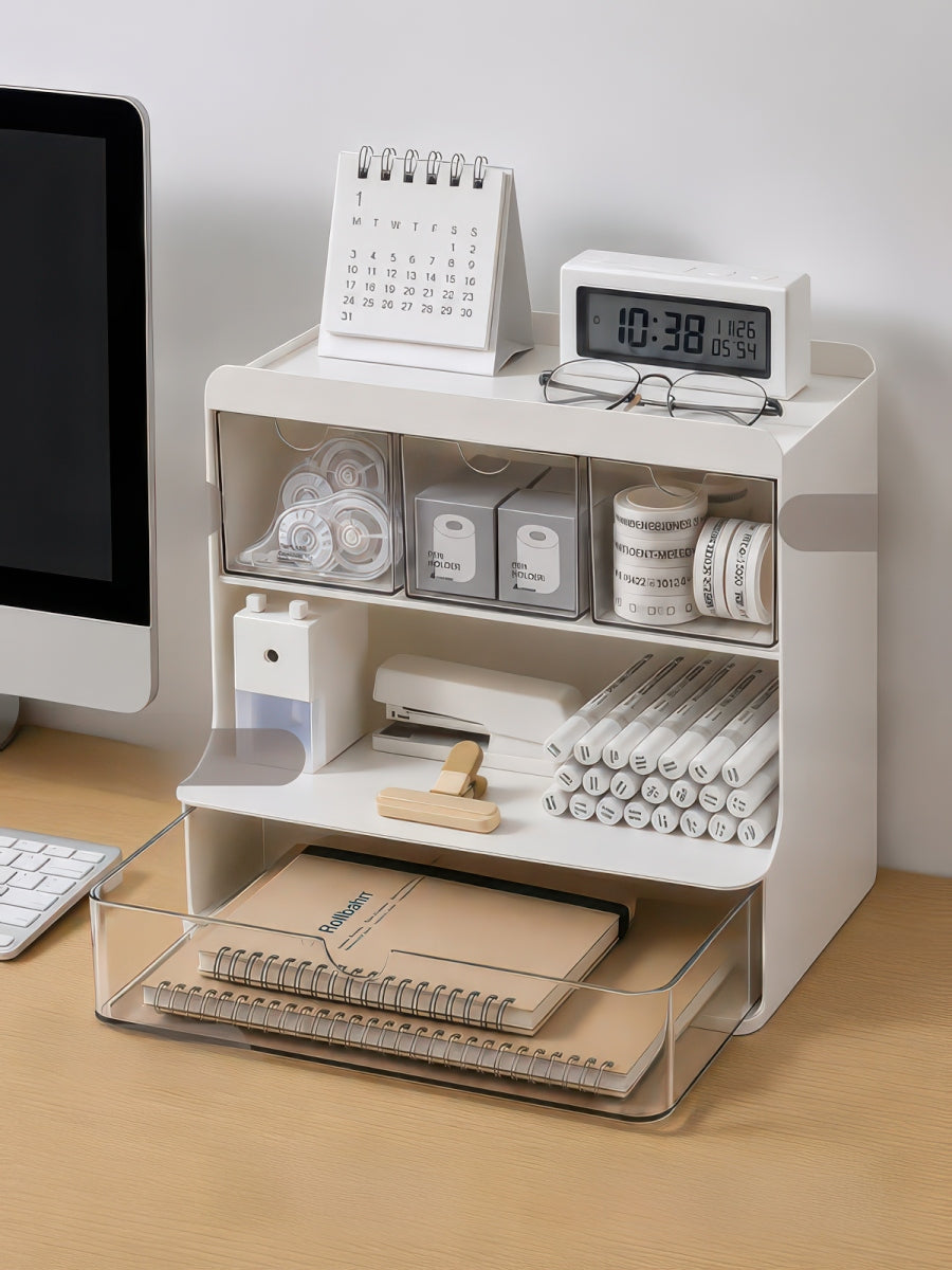 Desktop Drawer-Style Multi-Layer Plastic Organizer for Office & Student Desks