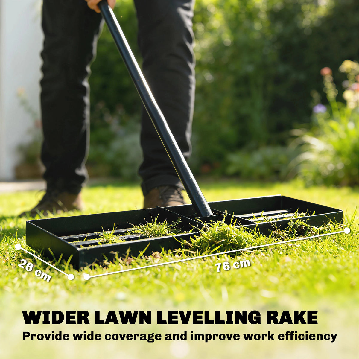 Lawn Leveling Rake - Adjustable Handle Grading Rake