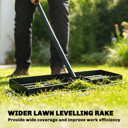 Lawn Leveling Rake - Adjustable Handle Grading Rake