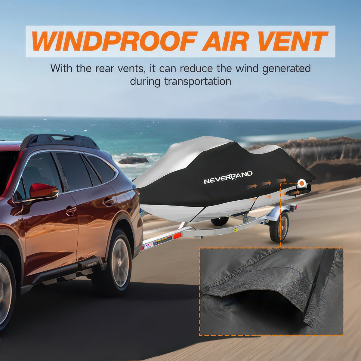 Waterproof Jet Ski Cover for 3-Seat Personal Watercraft