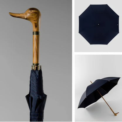 Premium Long Handle Wooden Golf Umbrella with Fiberglass Frame, 112cm Diameter