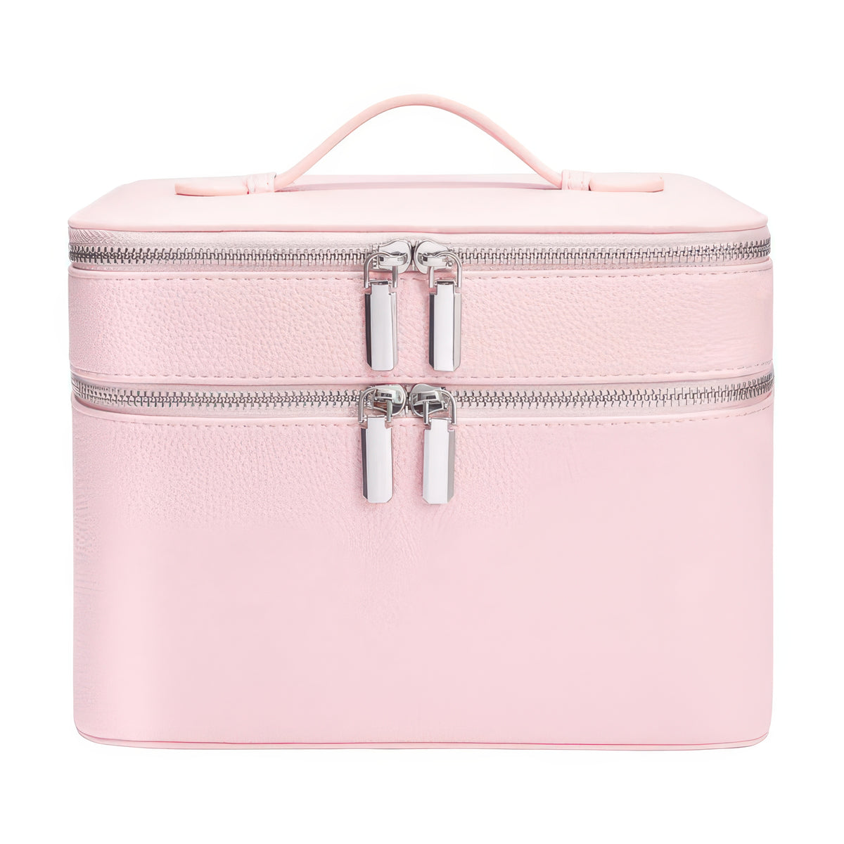 Double-Layer PU Makeup and Skincare Storage Box with Zipper