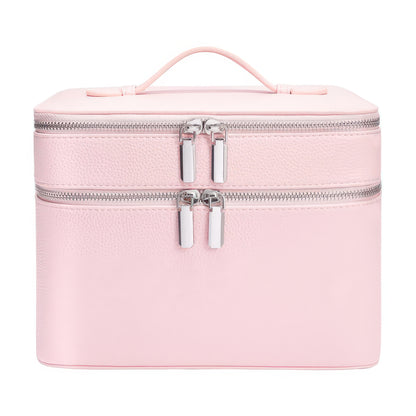 Double-Layer PU Makeup and Skincare Storage Box with Zipper