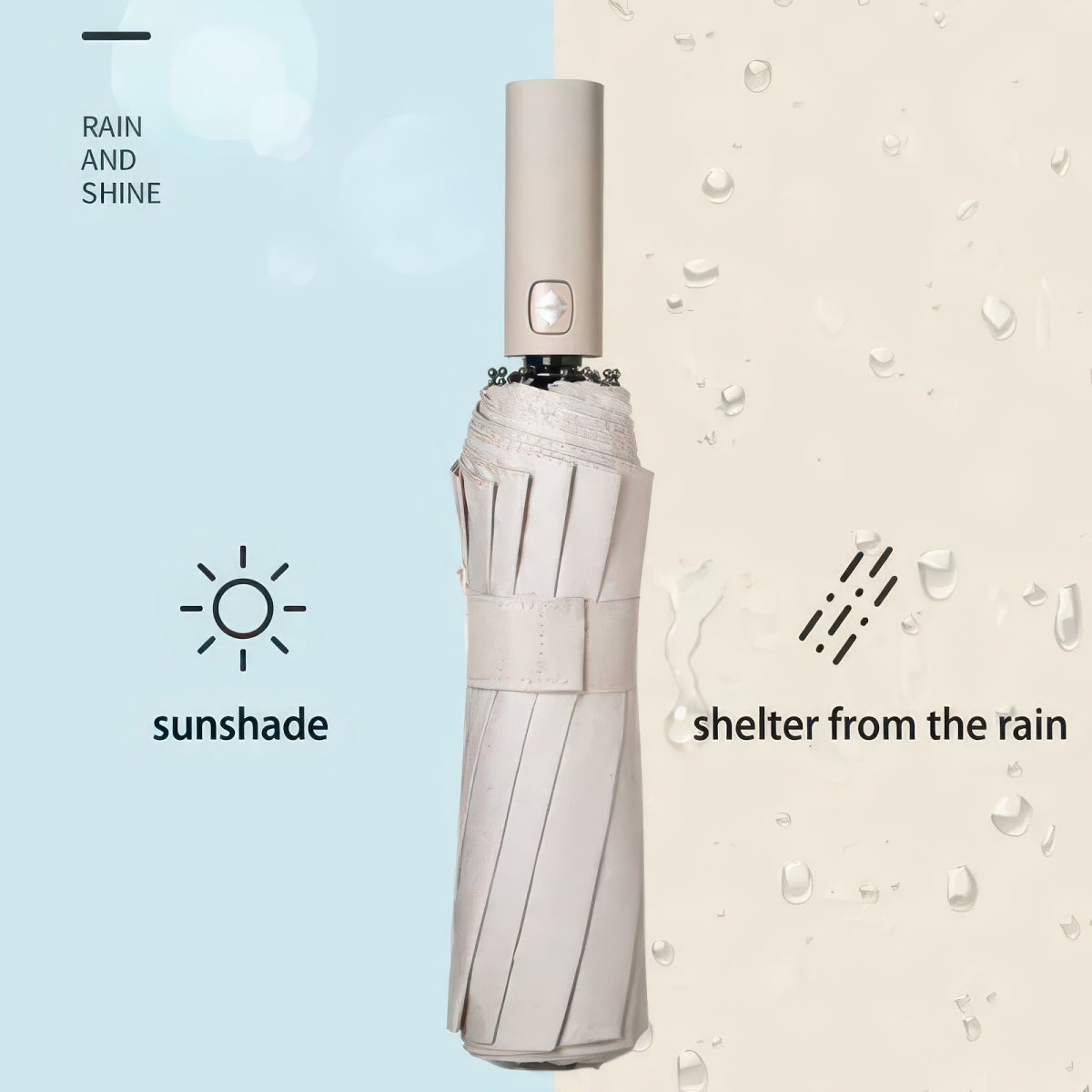 Windproof Automatic Folding Umbrella with UV Protection, 24 or 60 Rib Frame