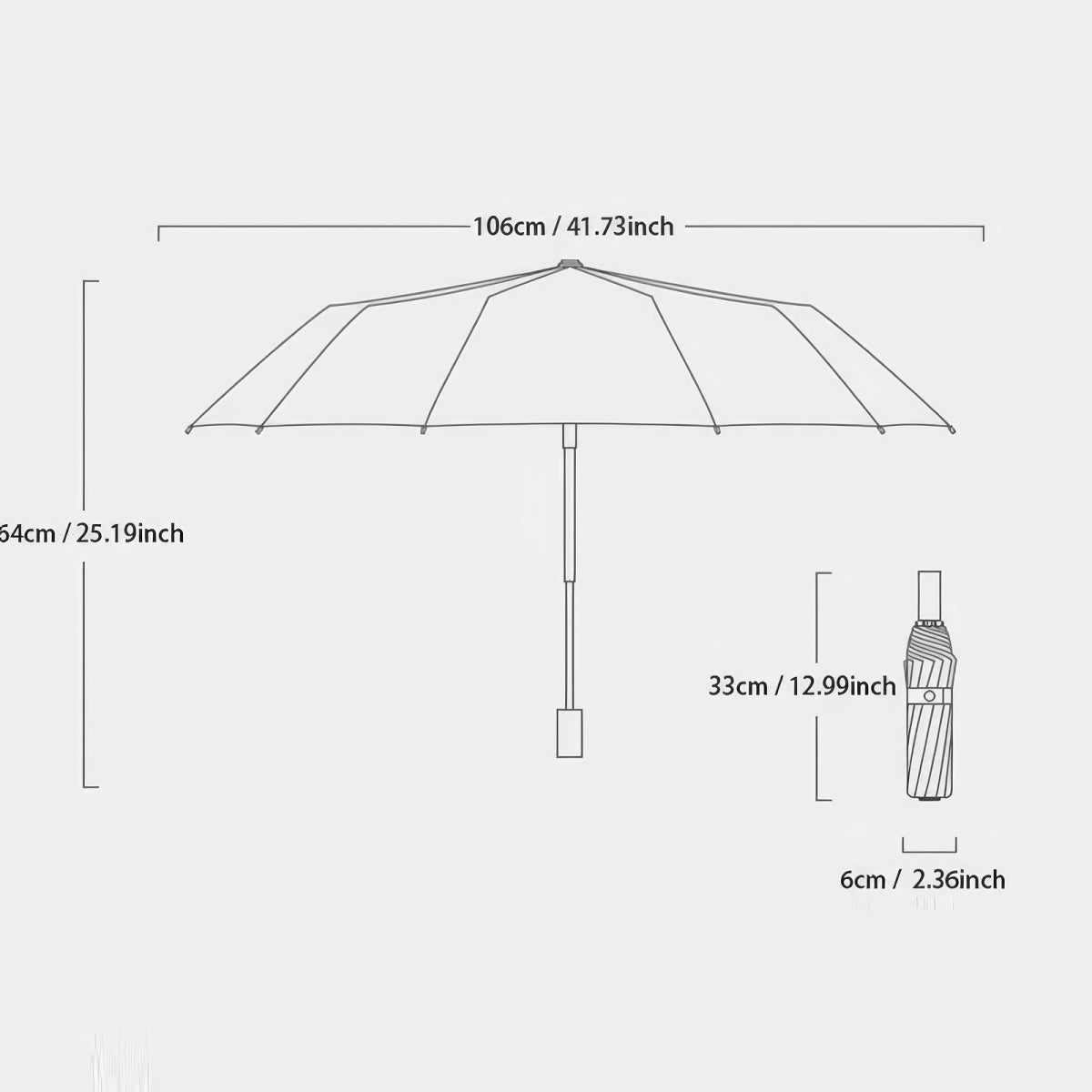 Windproof Automatic Folding Umbrella with UV Protection, 24 or 60 Rib Frame