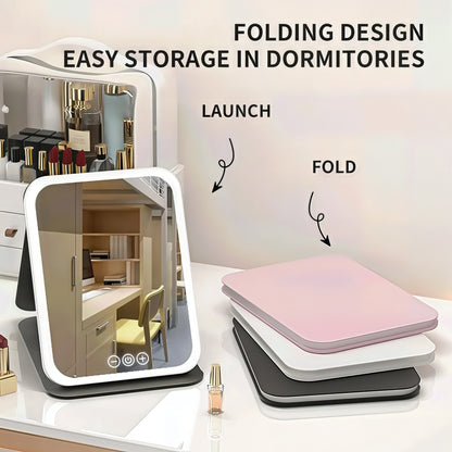 LED Makeup Mirror – Dimmable Folding Vanity Mirror