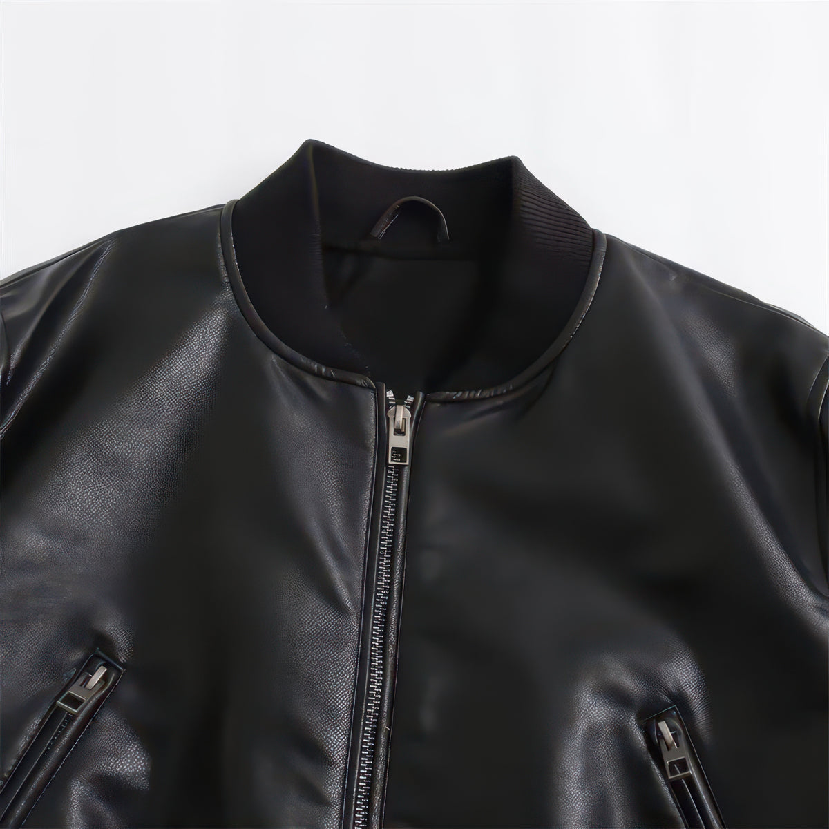 Women's Short Faux Leather Pilot Jacket, Slim Zip-Up Coat for Autumn
