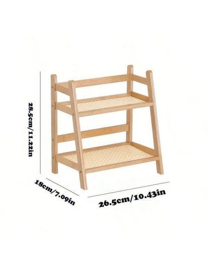 2-Layer Bamboo Countertop Organizer Coffee Cup Holder for Kitchen & Home