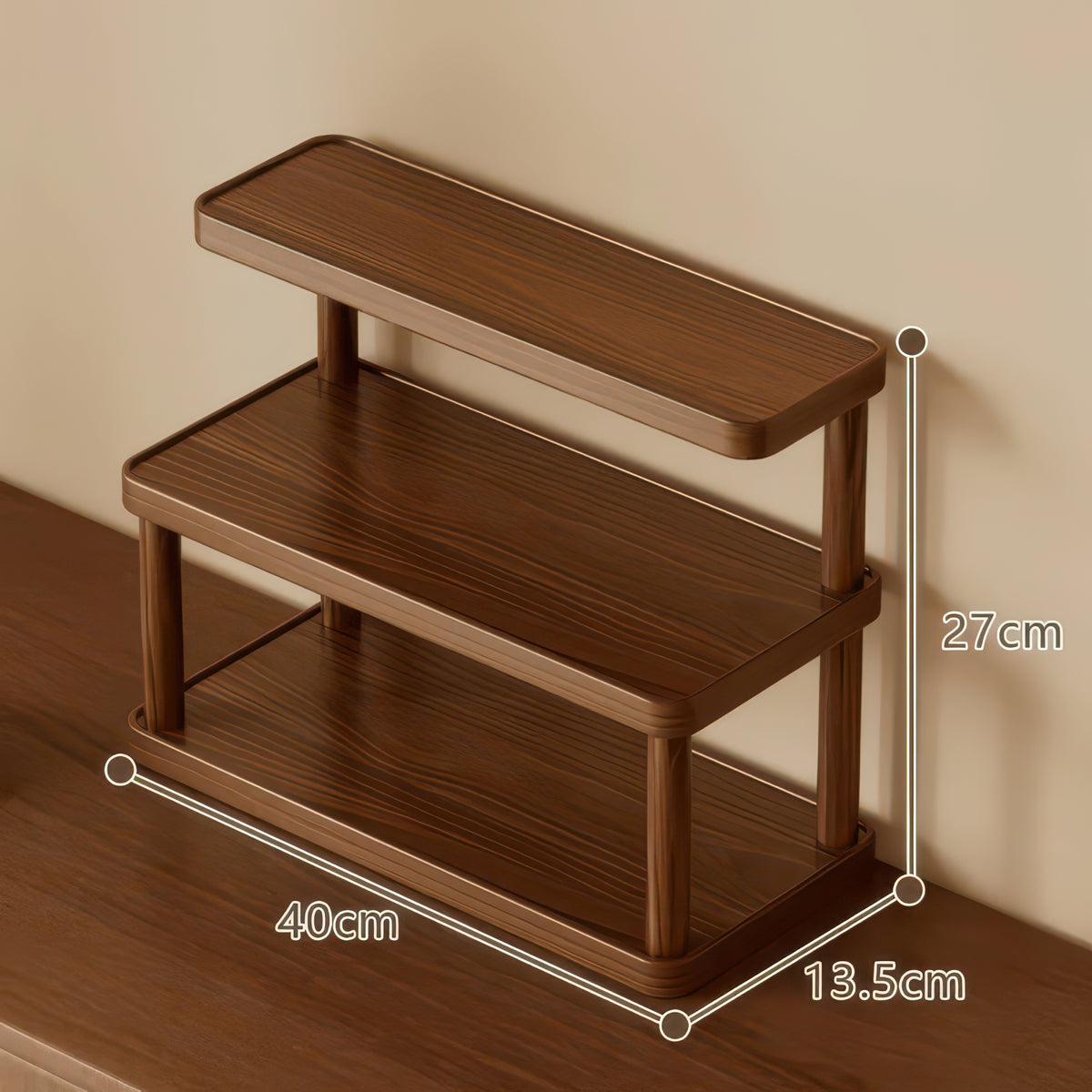 Multilayer Wooden Storage Rack - Space-Saving Teacup & Mug Stand