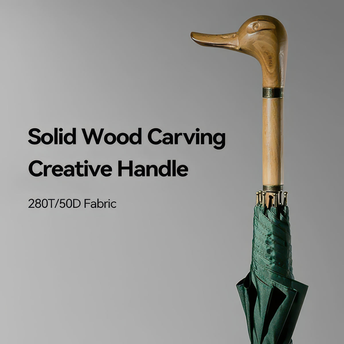Premium Long Handle Wooden Golf Umbrella with Fiberglass Frame, 112cm Diameter