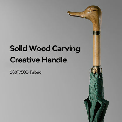 Premium Long Handle Wooden Golf Umbrella with Fiberglass Frame, 112cm Diameter