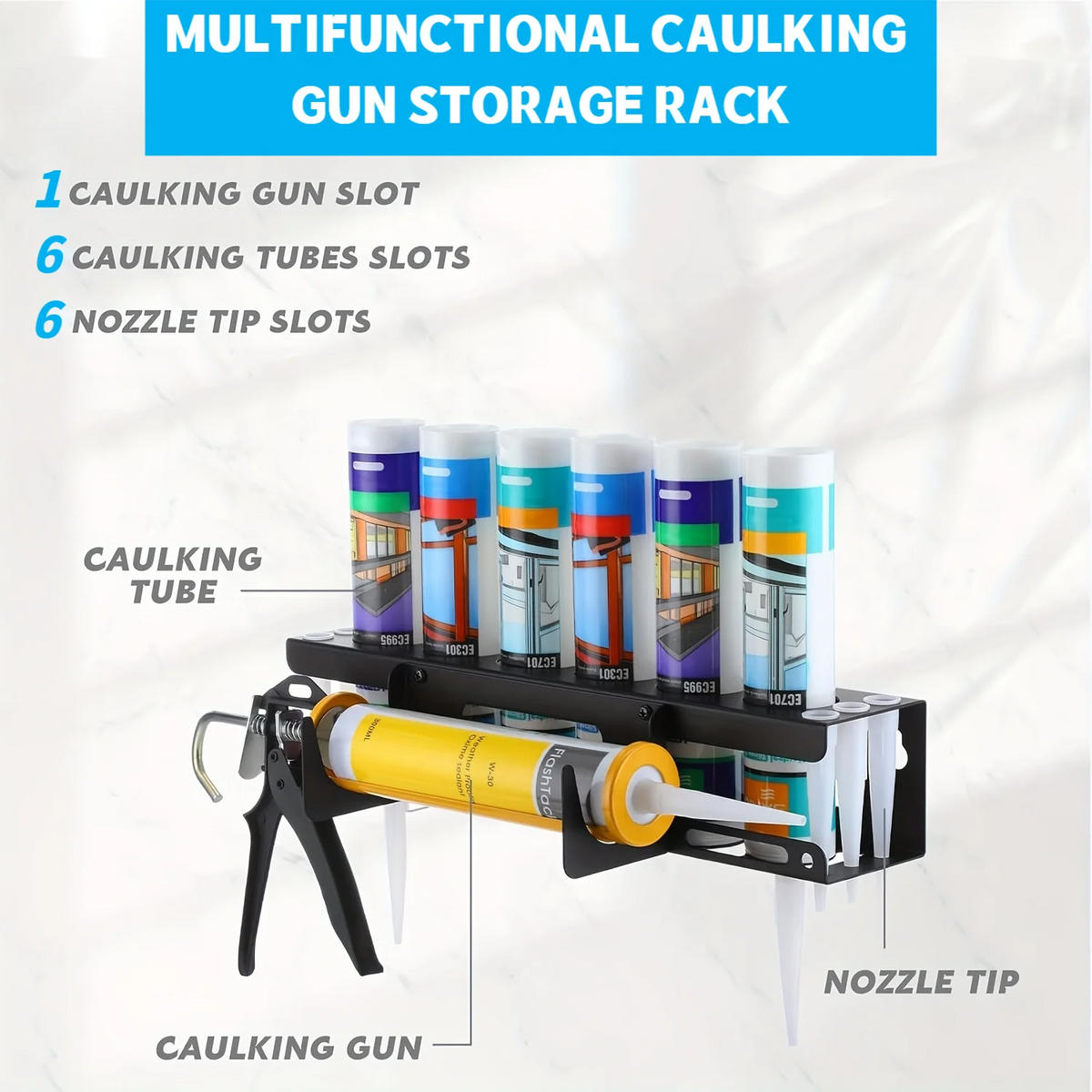 Caulking Gun Storage Rack - Wall-Mounted Sealant Holder