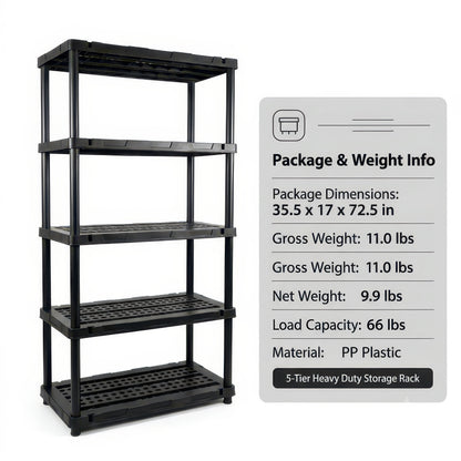 Strong Plastic Storage Shelving - Waterproof 4/5 Tier Rack