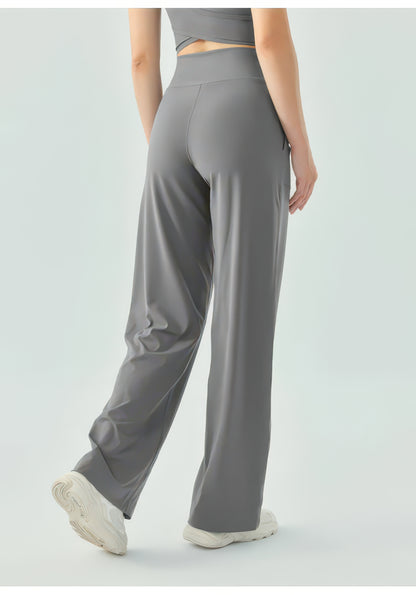 High-Waist Wide Leg Yoga Pants for Women with Drawstring, Loose Fit for Running and Gym