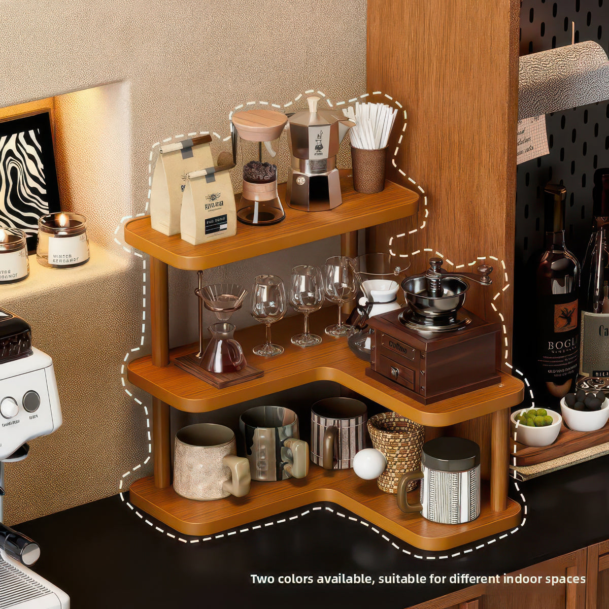 Premium Bamboo Corner Desktop Multi-Layer Storage Shelf - Corner Organizer