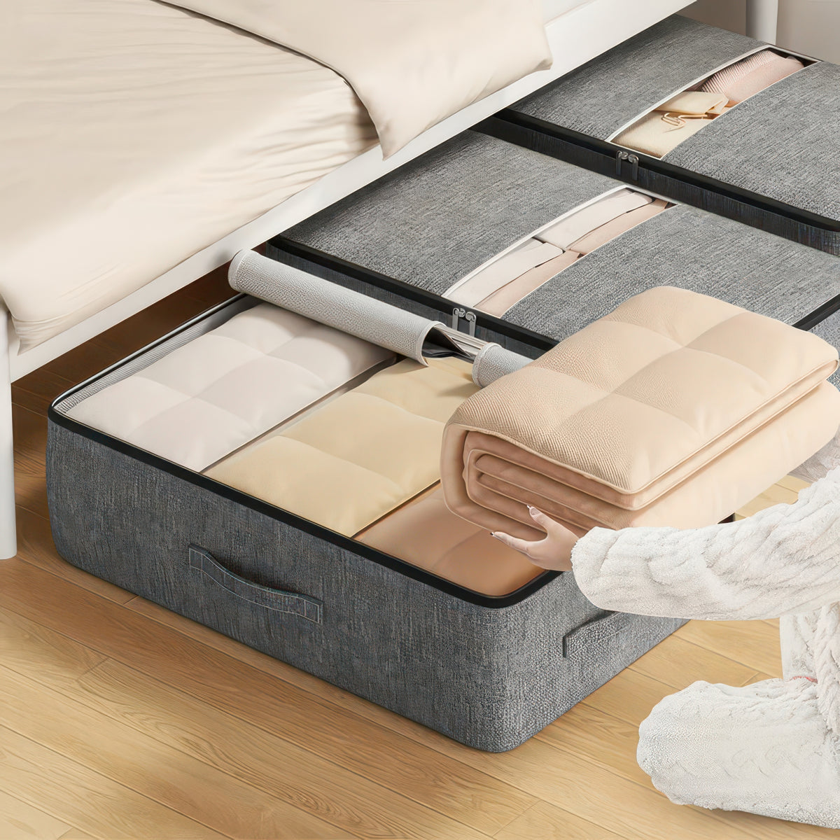 Foldable Under-Bed Storage Bag for Clothing, Quilts, and Blankets
