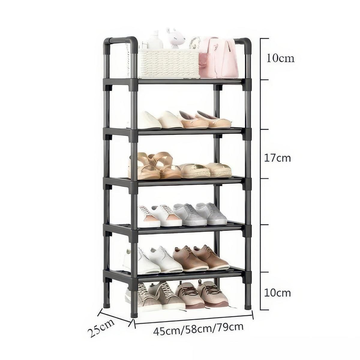 Two-to-Four-Tier Shoe Rack with Elevated Storage Shelves